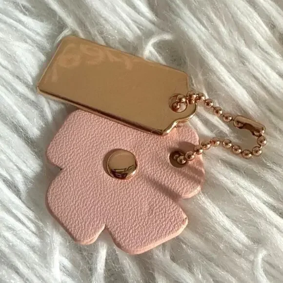 1.5" COACH Rose Gold Tea Rose Flower Floral Bag Charm Hang Tag - Picture 2 of 2
